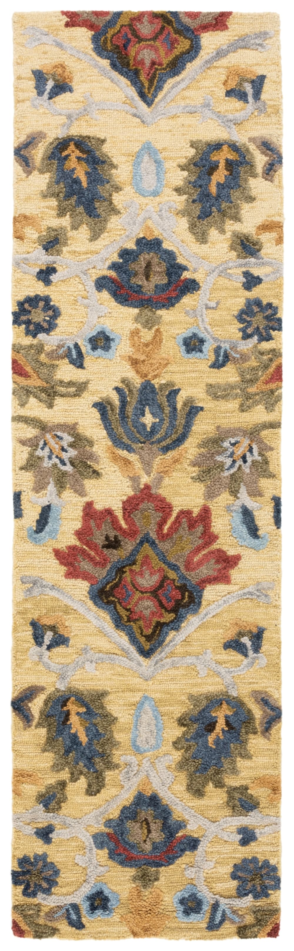 Tapis traditionnel en laine or/multicolore, 69 x 244 cm