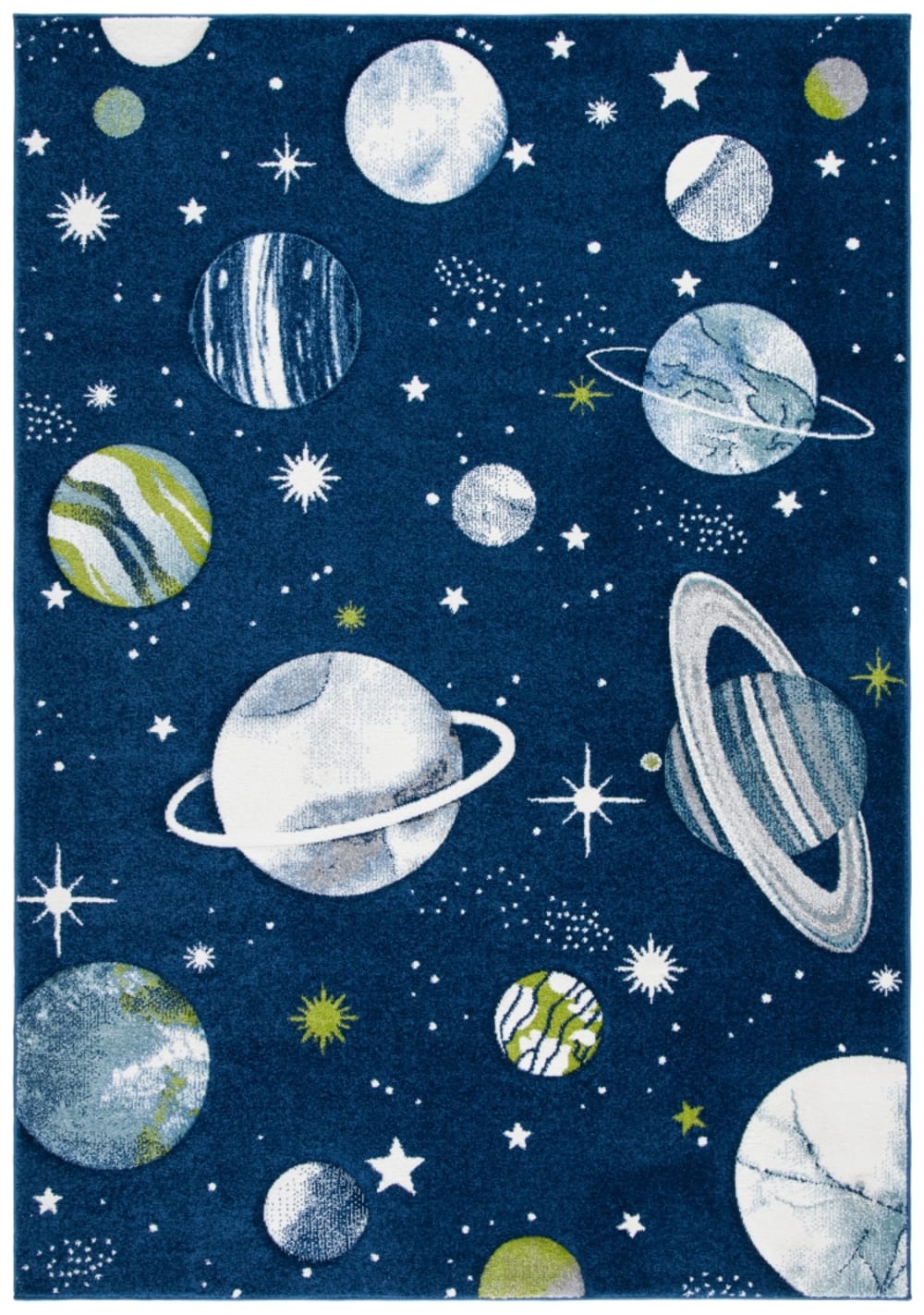 Tapis contemporain en polypropylène bleu/blanc, 61 x 91 cm