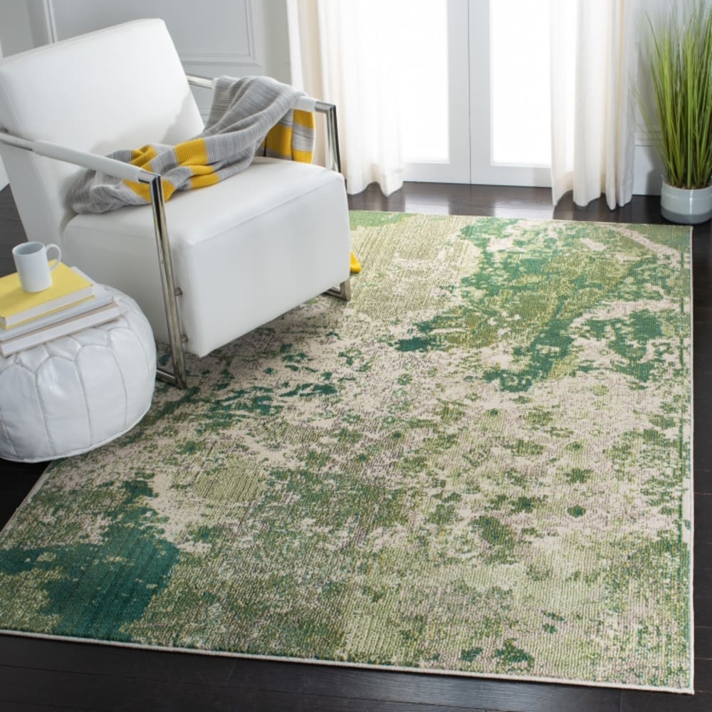 Tapis contemporain en polypropylène vert/blanc, 160 x 229 cm — vue 3