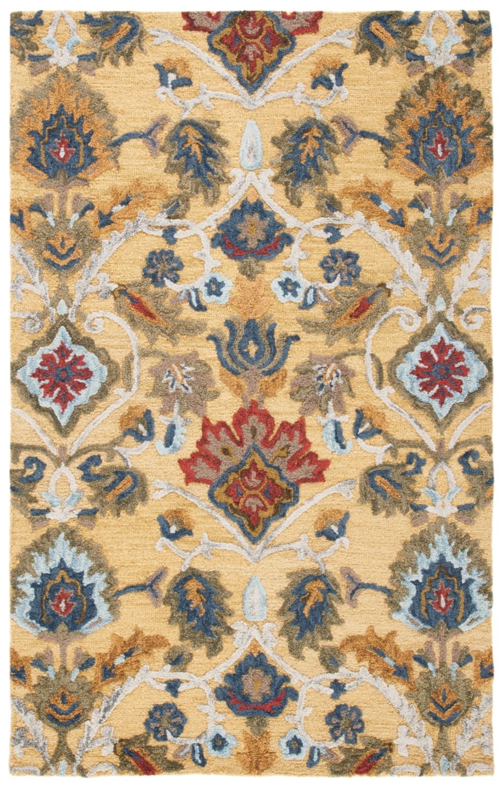 Tapis traditionnel en laine or/multicolore, 183 x 274 cm