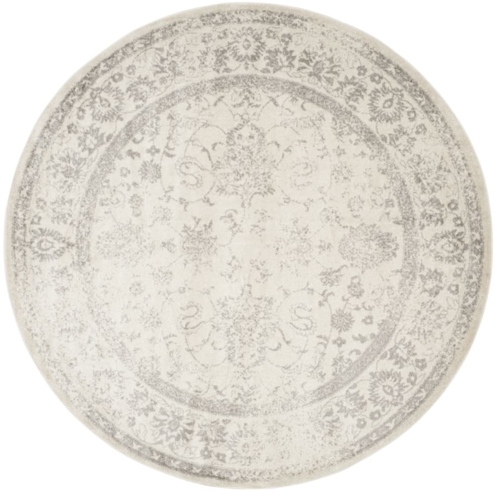 Tapis vintage patiné en polypropylène blanc/argent, 235 cm
