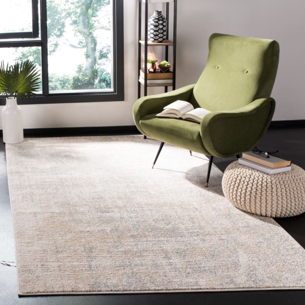 Tapis abstrait moderne en polypropylène beige/gris, 91 x 91 cm — vue 3