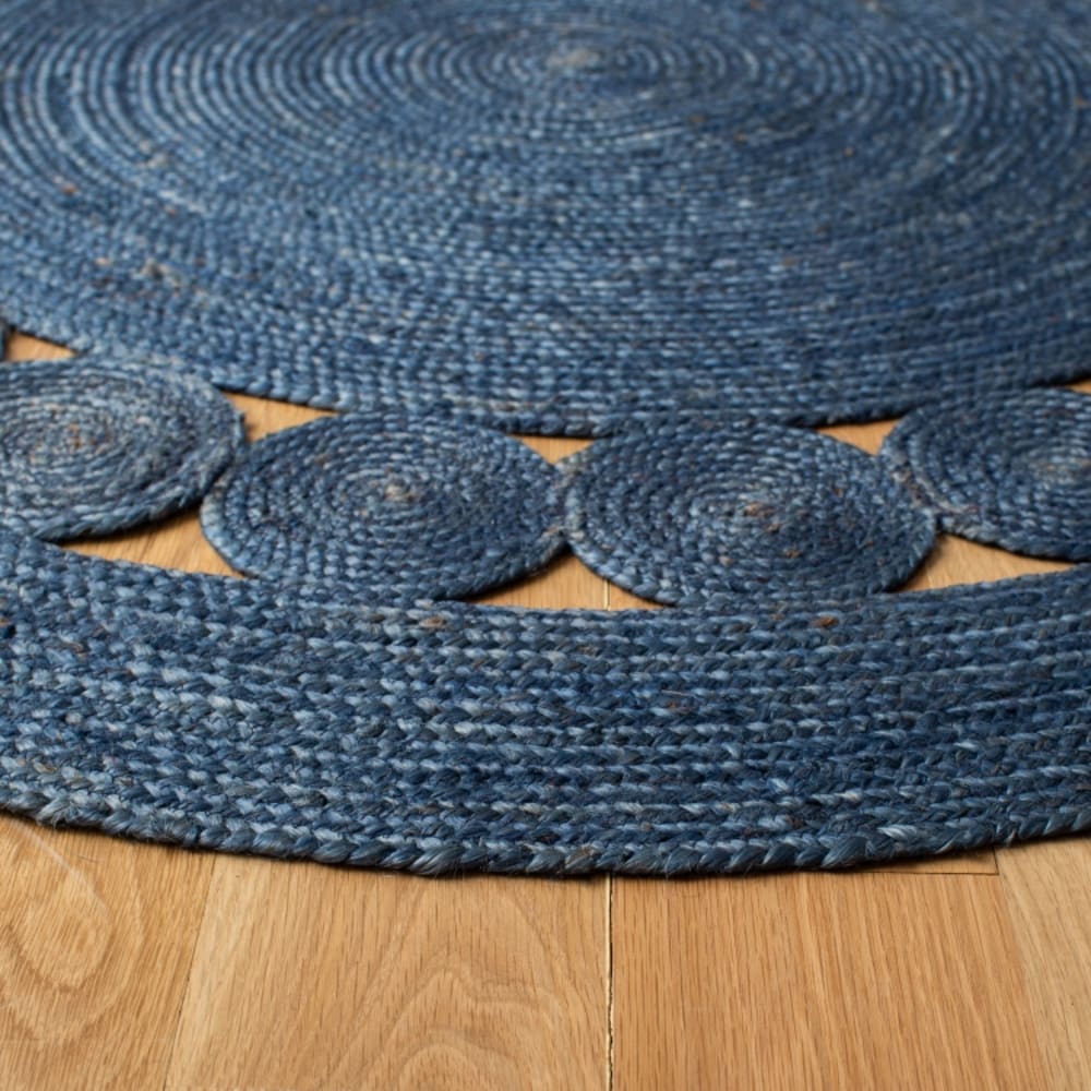 Tapis contemporain en jute bleu, 91 cm — vue 3