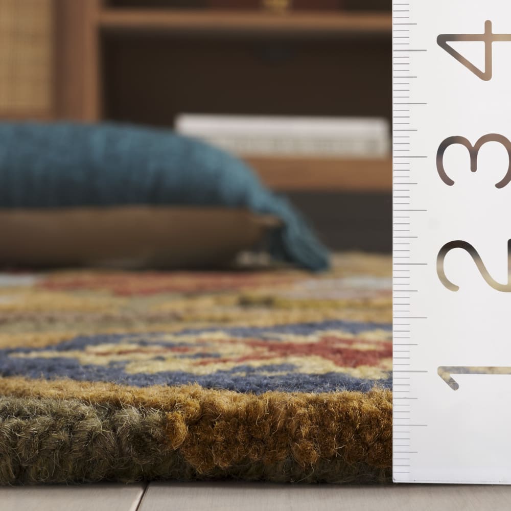 Tapis traditionnel en laine vert/multicolore, 91 cm — vue 4