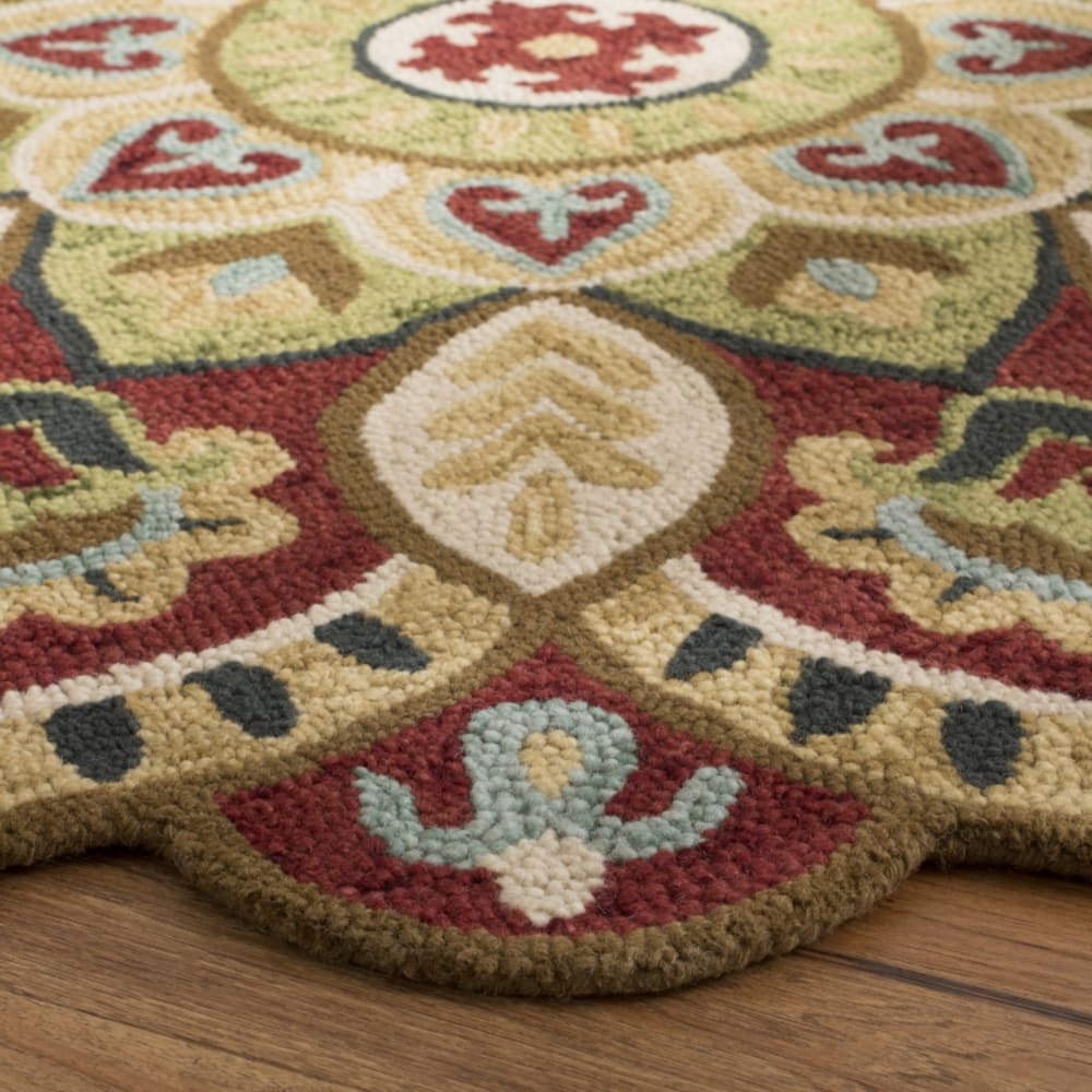Tapis traditionnel en laine rouge/taupe, 91 cm — vue 4