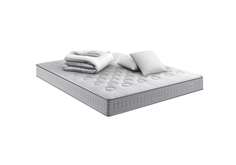 Matelas 160x200, ensachés, ferme, H23 + 2 oreillers + couette