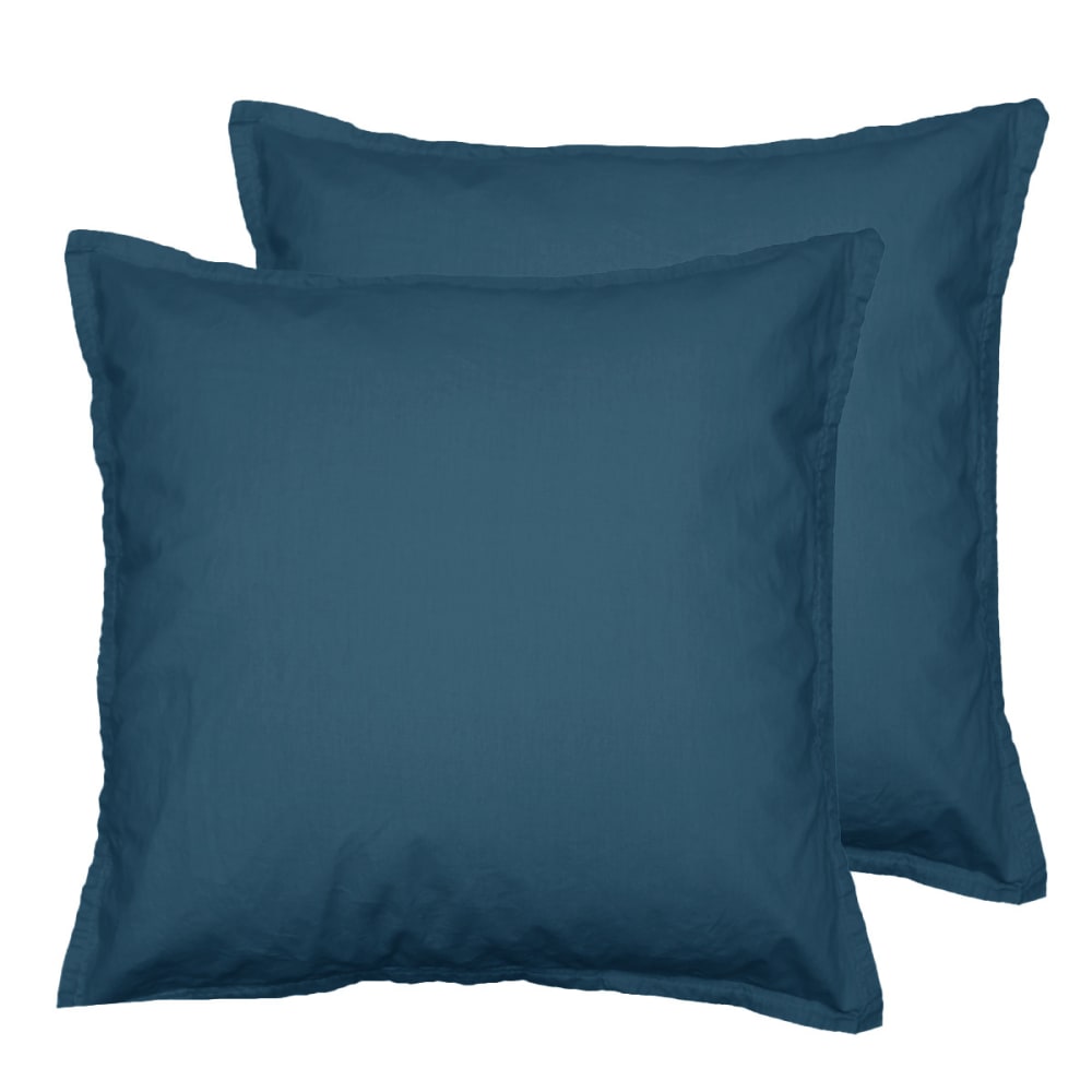 Lot de 2 taies d'oreiller en coton  denim 65x65 cm