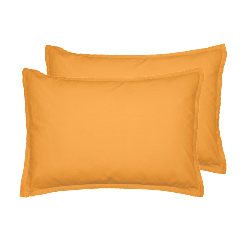 Llot de 2 taies d'oreiller en coton caramel 50x70 cm