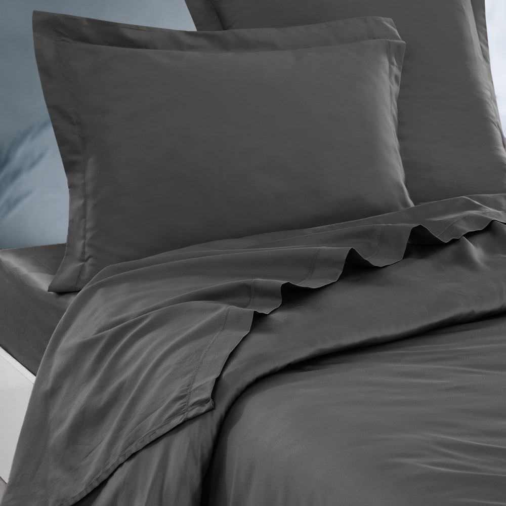 Parure drap plat + 2 taies 50x70 cm  anthracite 240x300 cm