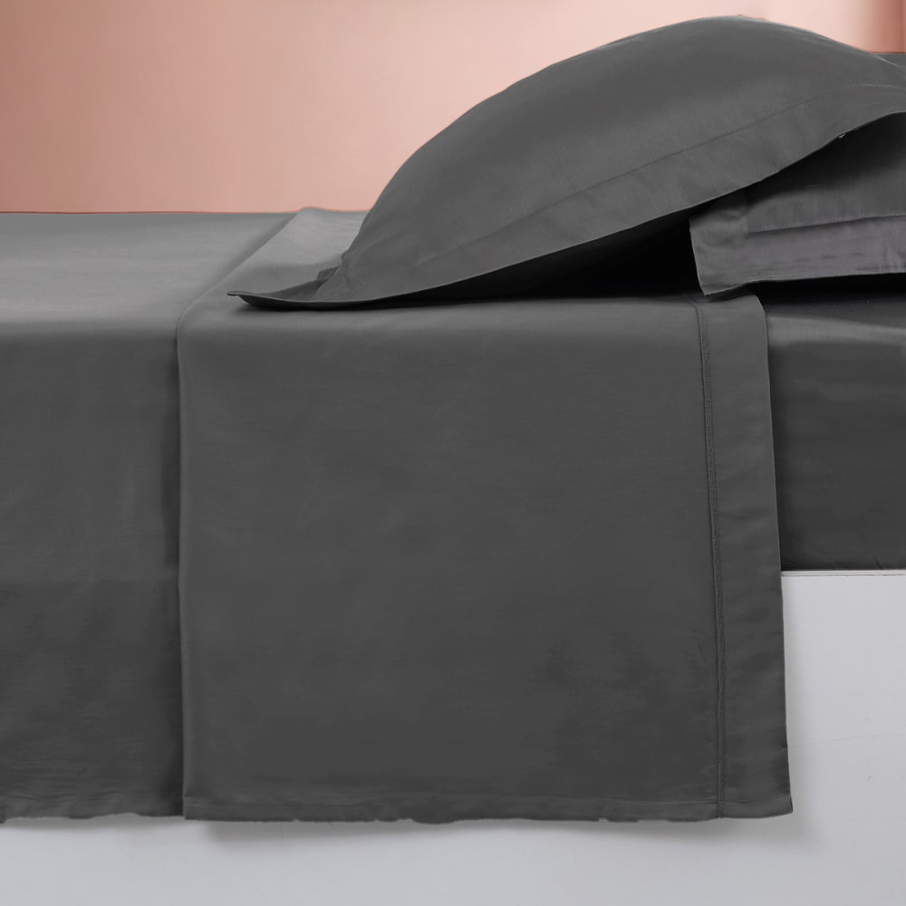Pparure drap plat + 2 taies 50x70 cm anthracite 240x300 cm — vue 4