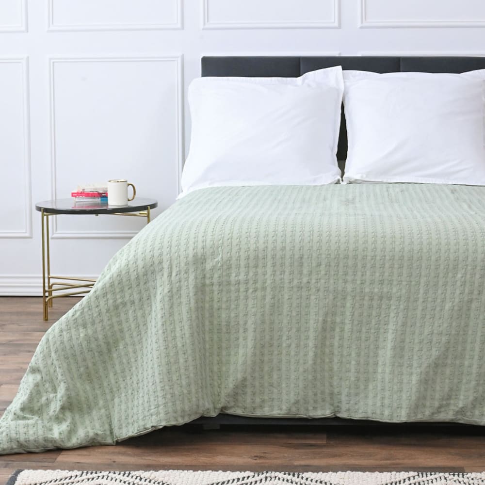Couvre lit en coton lavé  sauge 230x250 cm