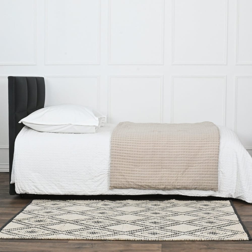 Chemin de lit en coton lavé  sable 90x200 cm