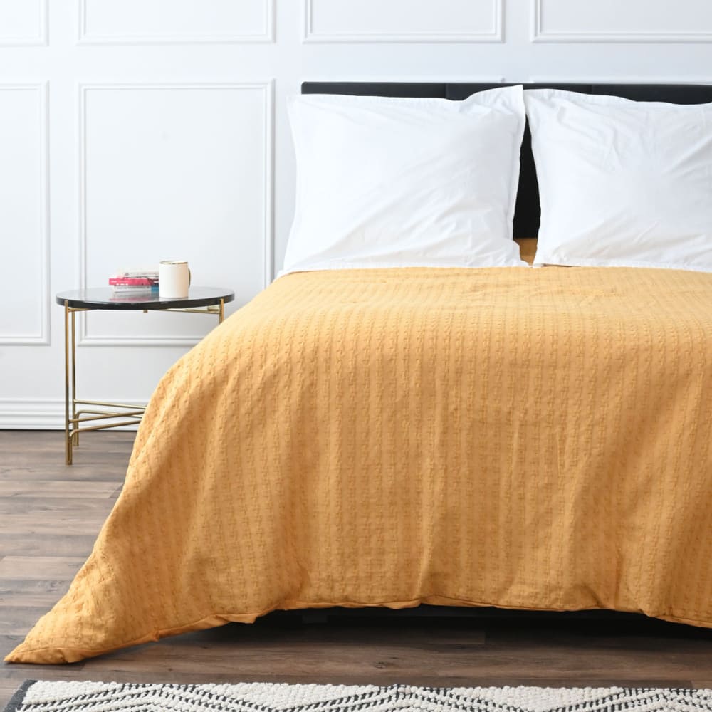 Couvre lit en coton lavé  caramel 230x250 cm