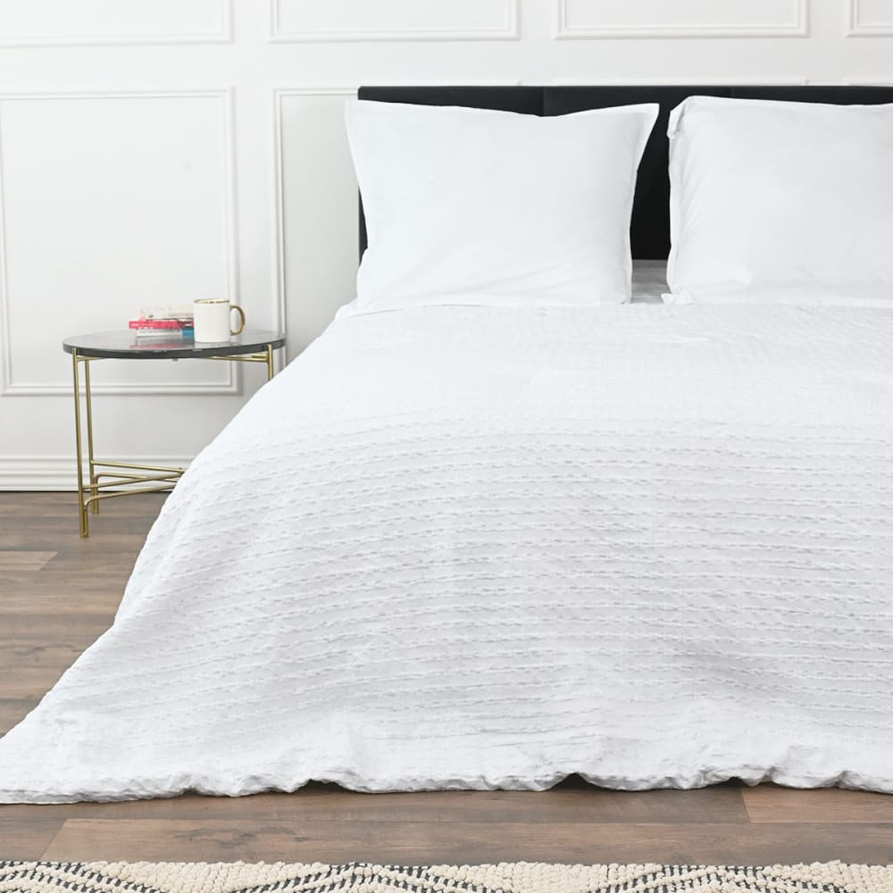 Couvre lit en coton lavé  blanc 230x250 cm