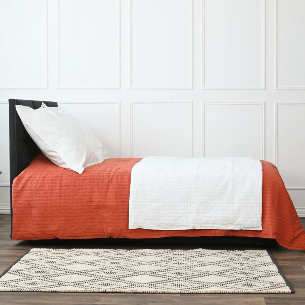 Chemin de lit en coton lavé  blanc 90x200 cm - Maisons du Monde