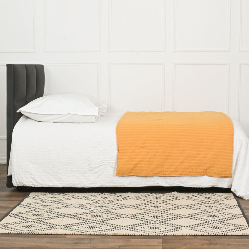 Chemin de lit en coton lavé  caramel 90x200 cm