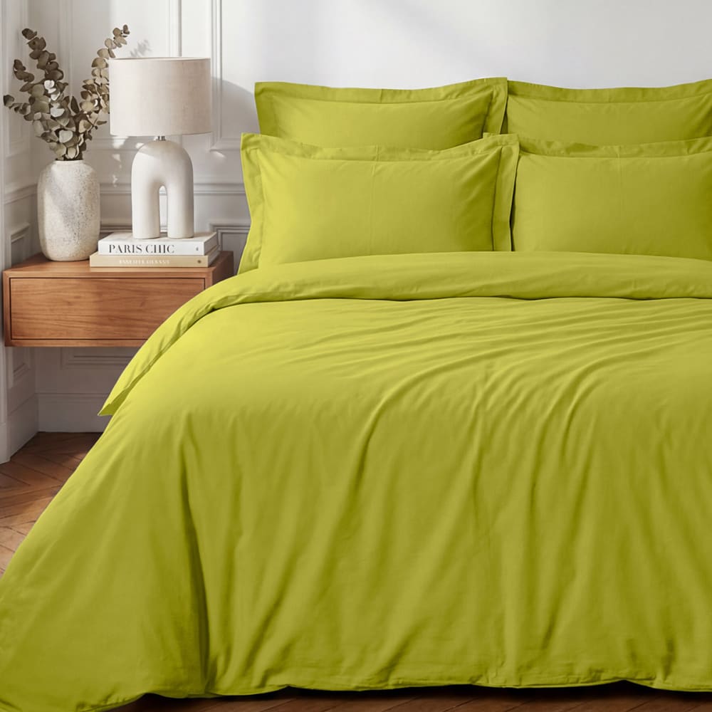 Parure housse de couette + 2 taies 50x70 cm  citronelle 240x220 cm