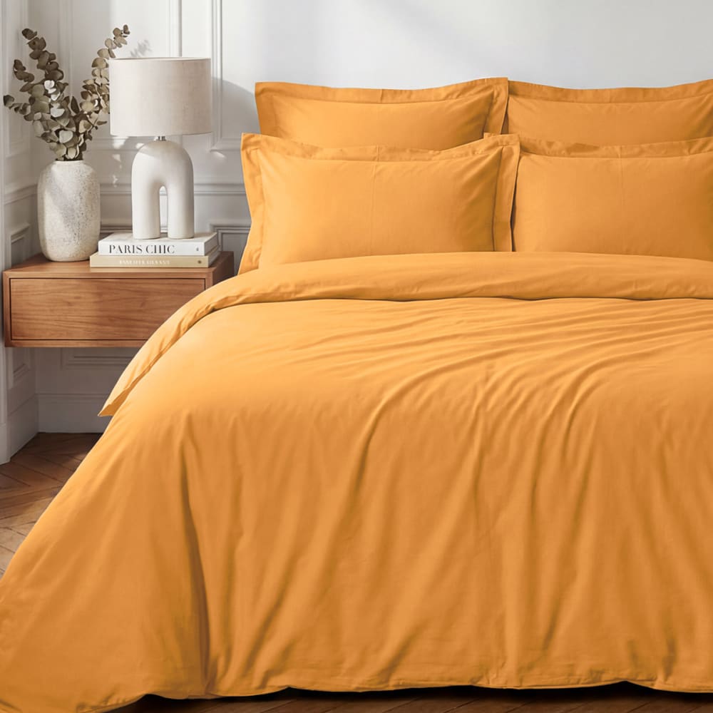 Parure housse de couette + 2 taies 50x70 cm  caramel 200x200 cm