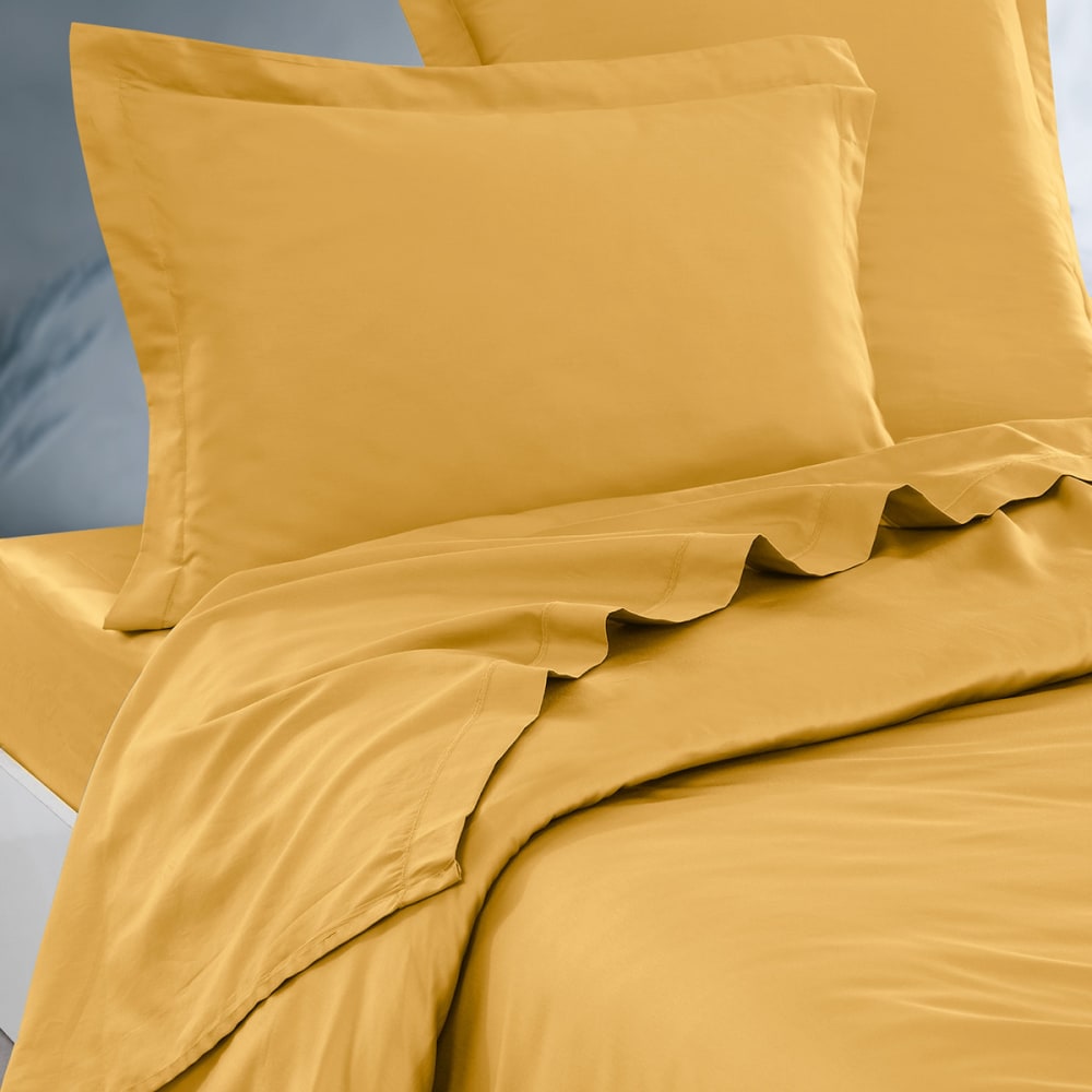 Parure drap plat + 2 taies 50x70 cm  caramel 240x300 cm