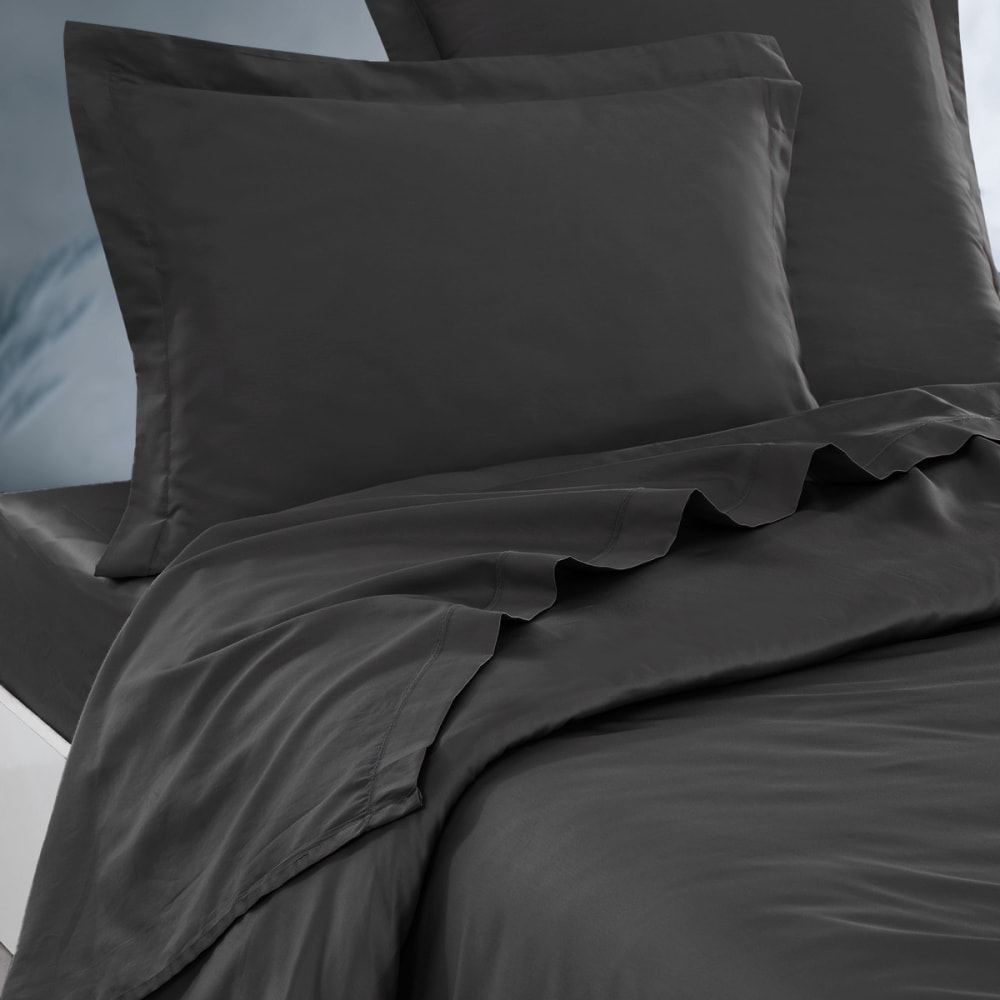 Parure drap plat + 2 taies 65x65 cm  anthracite 180x290 cm