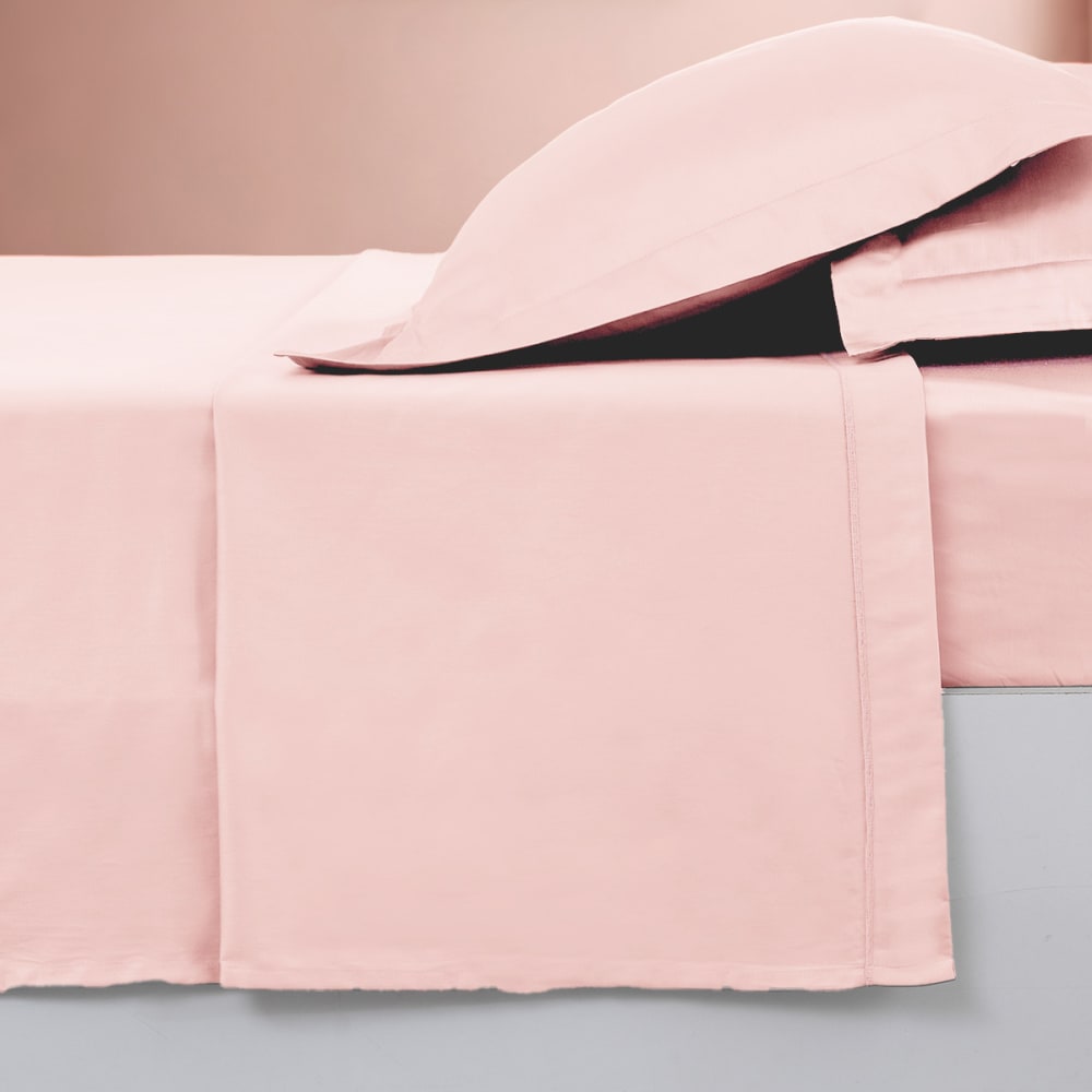 Parure drap plat + 2 taies 50x70 cm  poudre 180x290 cm