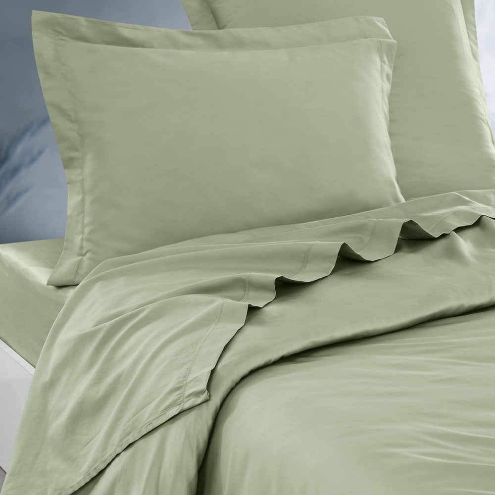 Parure drap plat + 2 taies 65x65 cm  sauge 240x300 cm