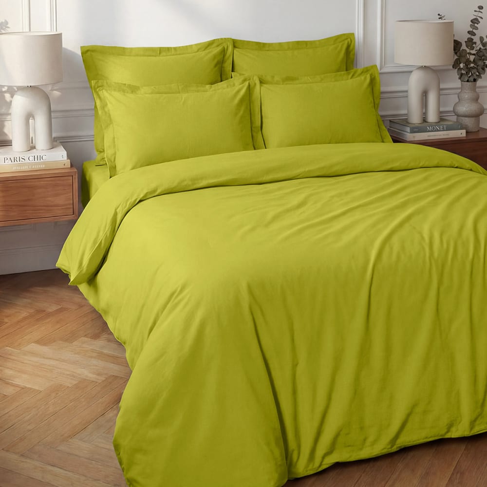 Parure housse de couette + 2 taies 65x65 cm  citronelle 200x200 cm