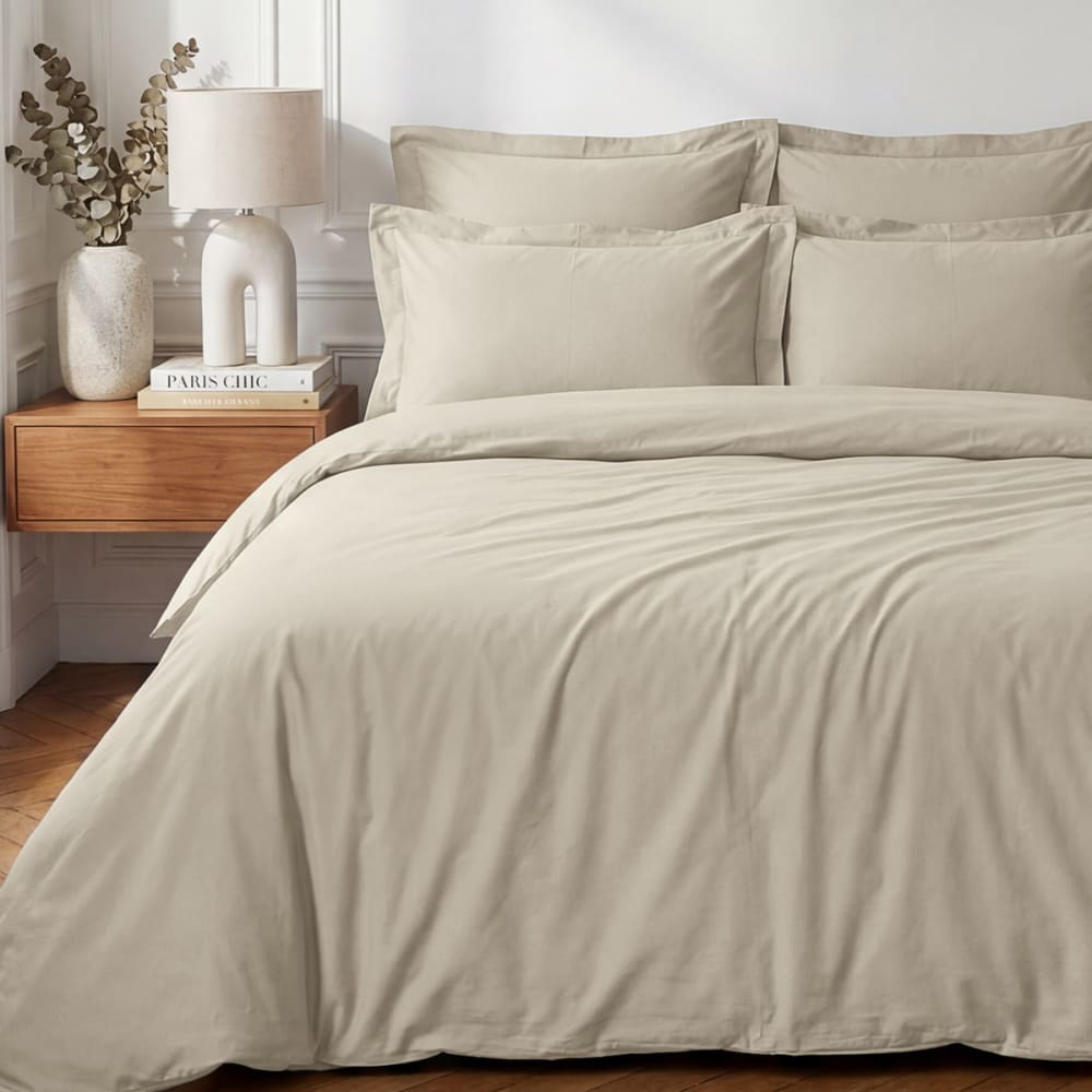 Parure housse de couette + 2 taies 50x70 cm  ficelle 240x220 cm