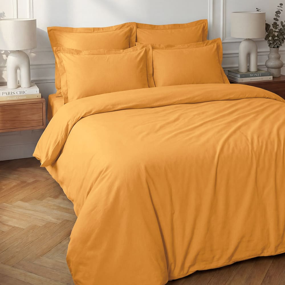 Parure housse de couette + 2 taies 65x65 cm  caramel 140x200 cm