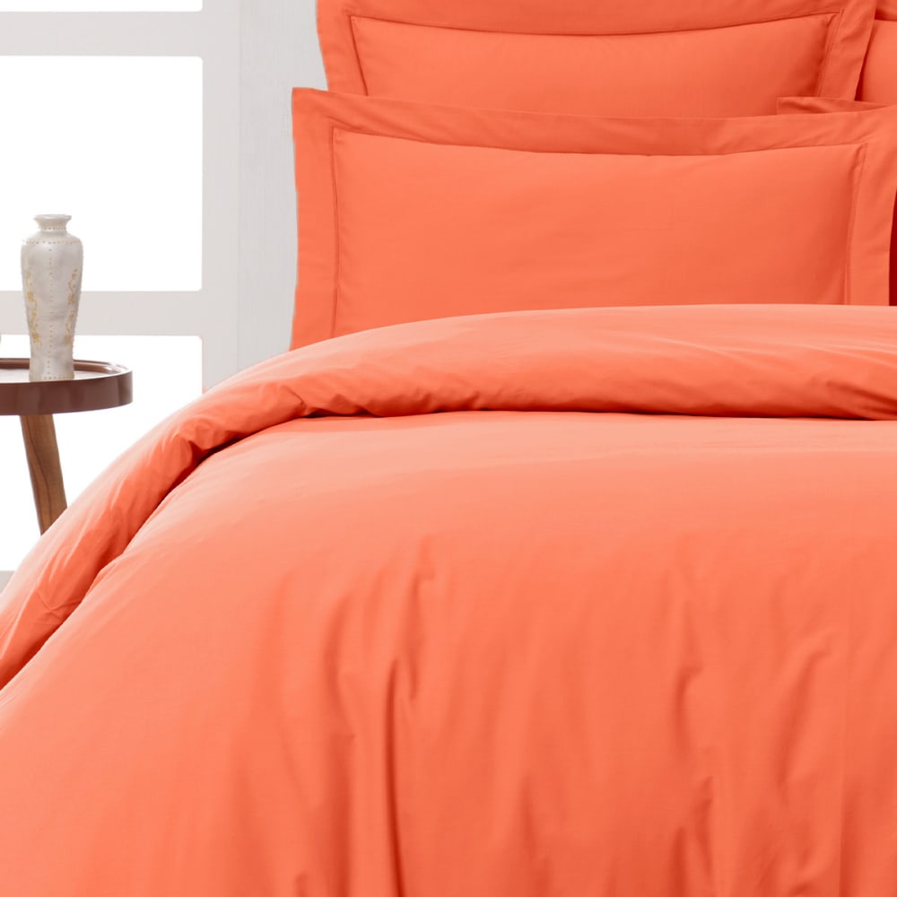 Parure housse de couette + 2 taies 65x65 cm  corail 240x220 cm