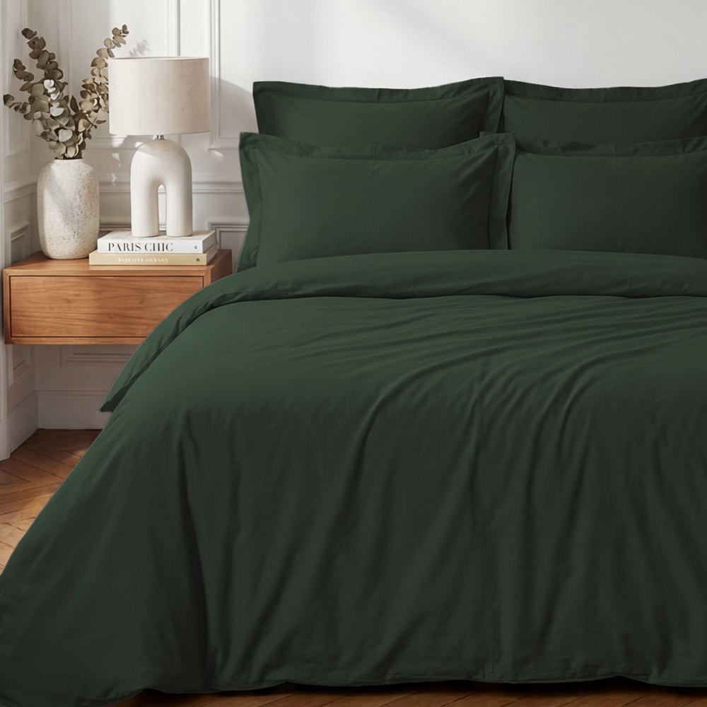 Parure housse de couette + 2 taies 50x70 cm  eucalyptus 260x240 cm