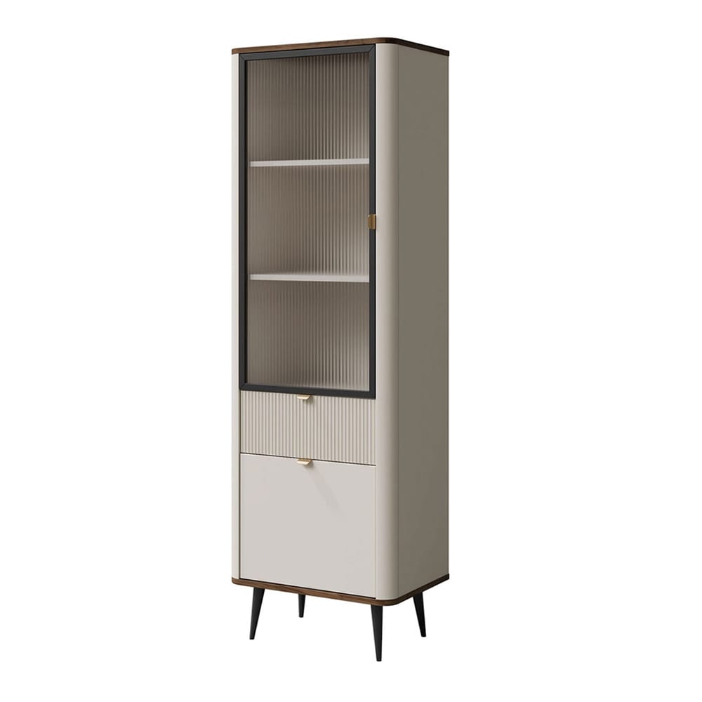 Feldmann-Wohnen Vitrine mit Glastür, aus Holz, 60x40x191cm, kaschmir / braun style modern Weiß Spanplatte