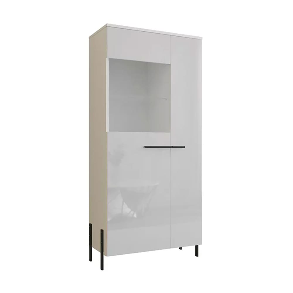 Feldmann-Wohnen Vitrine mit 2 Türen aus Spanplatte & MDF, weiß, 70x40x158cm style modern - Spanplatte