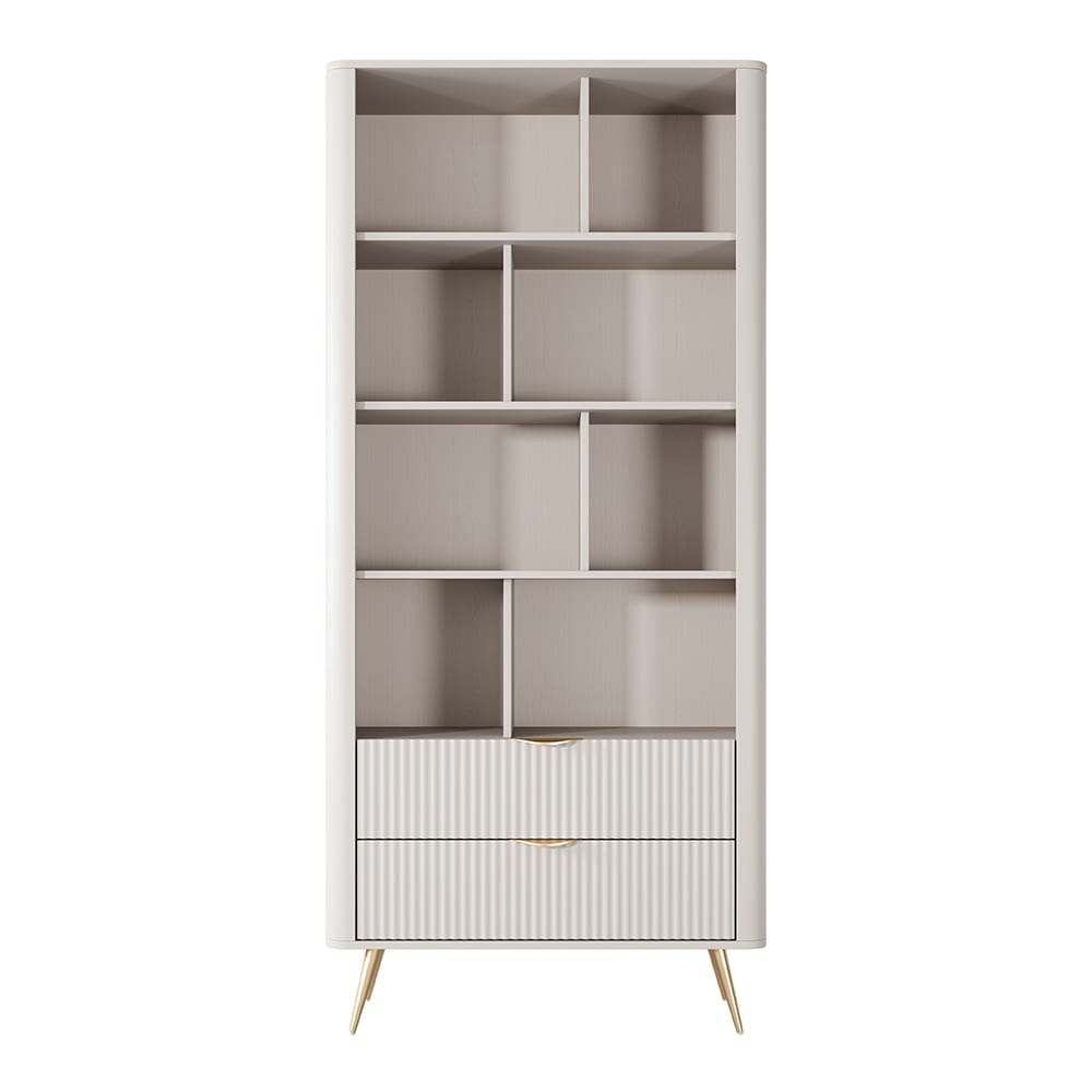 Feldmann-Wohnen Bücherregal, geriffelte Wellenoptik aus MDF, 88x38x194cm, beige style modern - Spanplatte