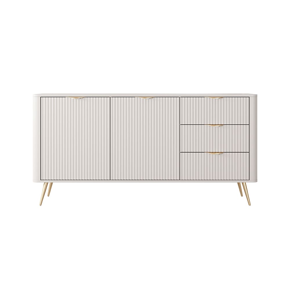 Feldmann-Wohnen Sideboard, geriffelte Wellenoptik aus MDF, 163x38x81cm, beige style modern - Spanplatte
