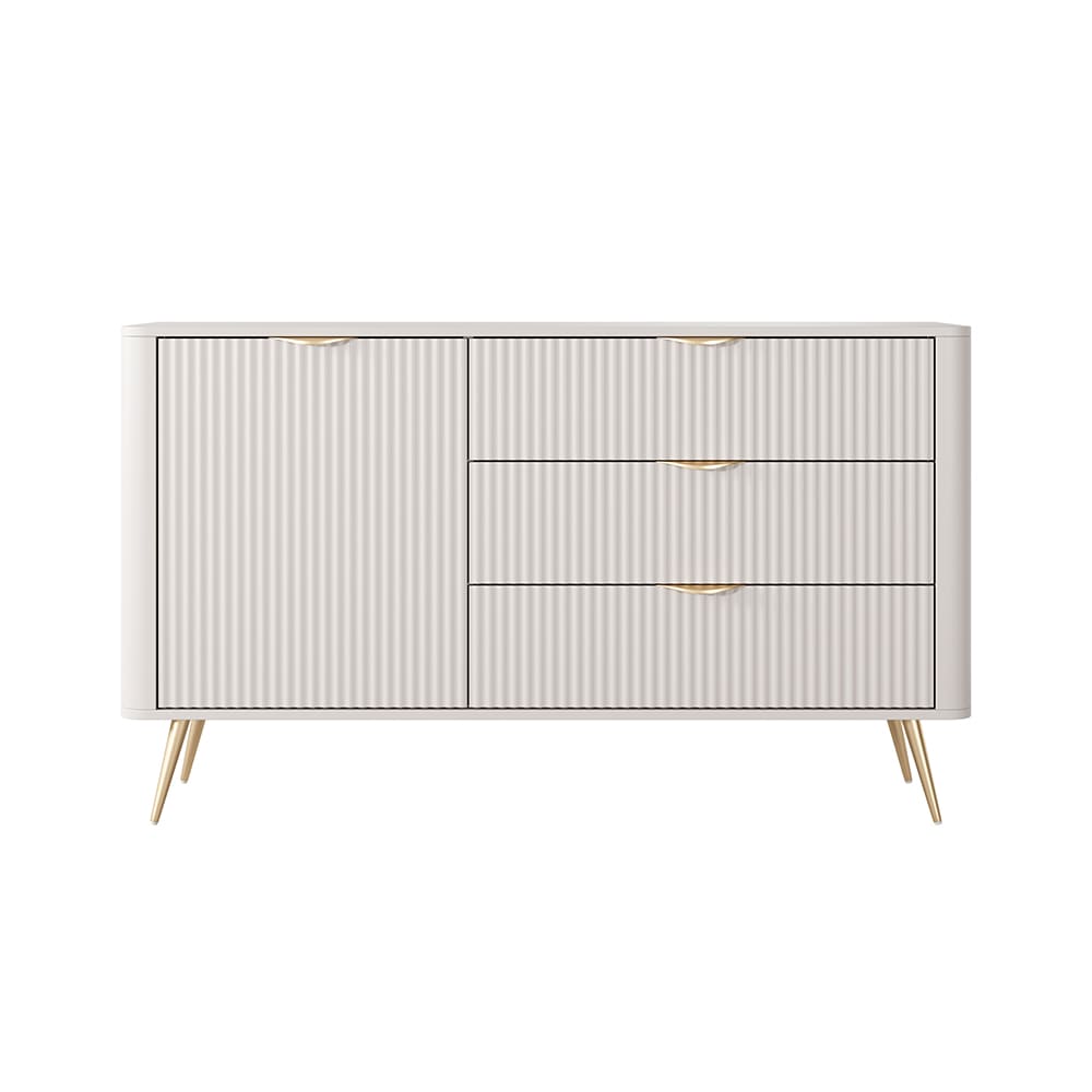Feldmann-Wohnen Sideboard, geriffelte Wellenoptik aus MDF, 138x38x81cm, beige style modern - Spanplatte