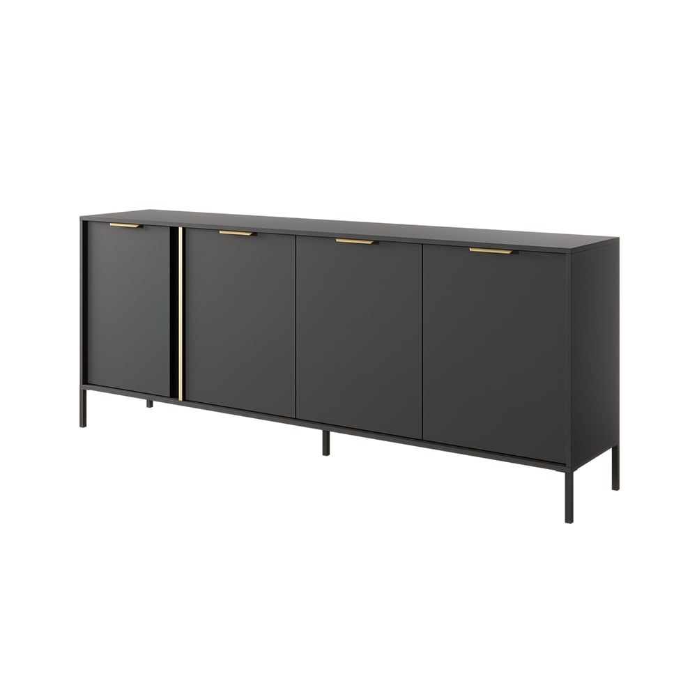 Feldmann-Wohnen Sideboard mit Türen aus Spanplatte, anthrazit/gold, 202,9x39,5x81,4cm style modern Grau Spanplatte