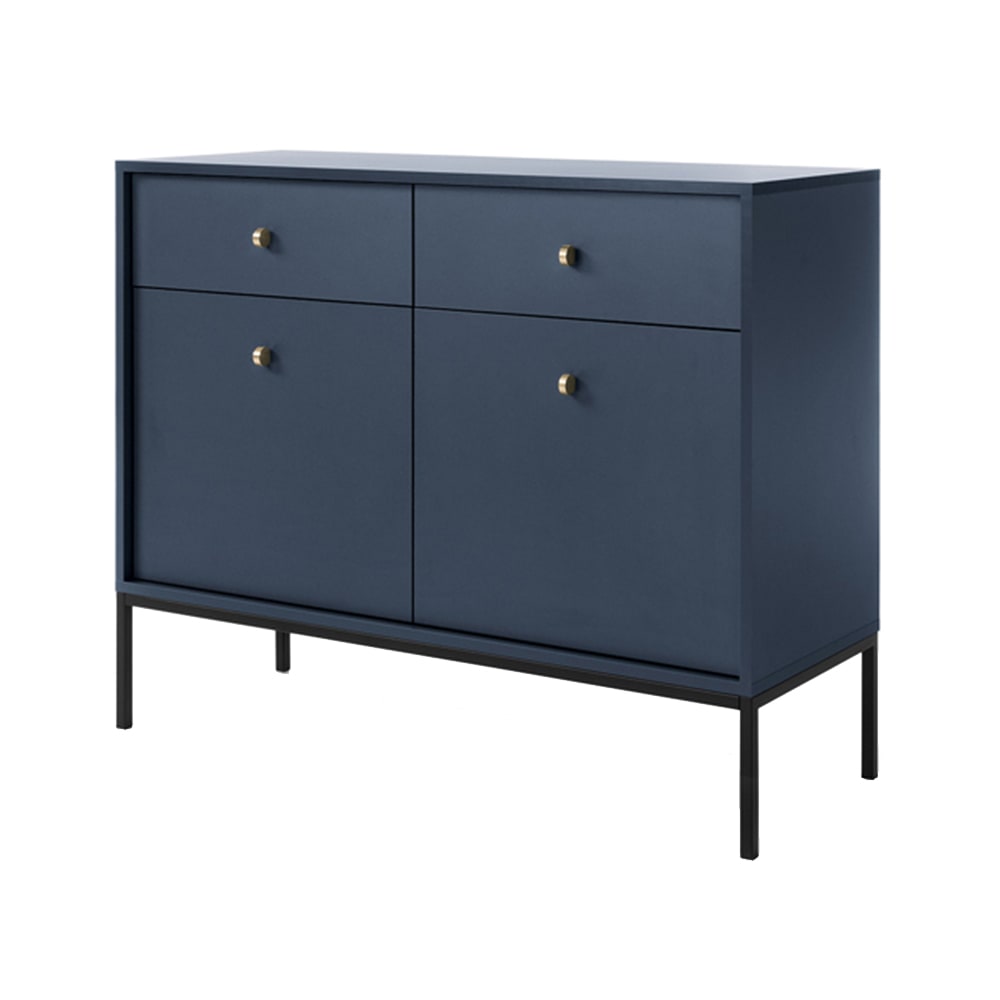 Feldmann-Wohnen Kommode mit Türen & Schubladen aus Spanplatte, 104x39x83cm, Marineblau style modern - Spanplatte