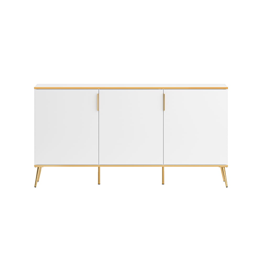 Feldmann-Wohnen Sideboard mit Türen aus Spanplatte & MDF, 170x40x88cm, weiß / gold style modern - Spanplatte