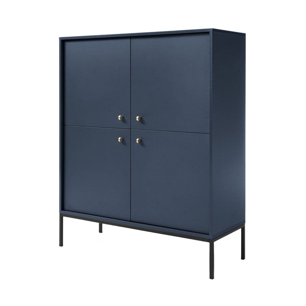 Feldmann-Wohnen Highboard mit Türen aus Spanplatte, 104x39x125cm, Marineblau style modern - Spanplatte