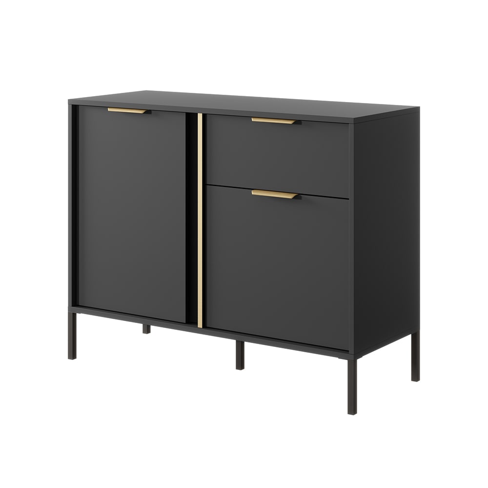 Feldmann-Wohnen Sideboard mit Türen & Schublade, anthrazit/gold, 103,3x39,5x81,4cm style modern Grau Spanplatte