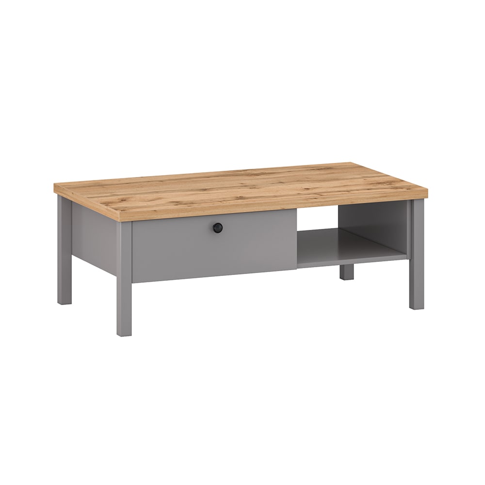 Feldmann-Wohnen Couchtisch mit Schublade aus Spanplatte & MDF,110x60x40cm, grau /Eiche style modern - Spanplatte