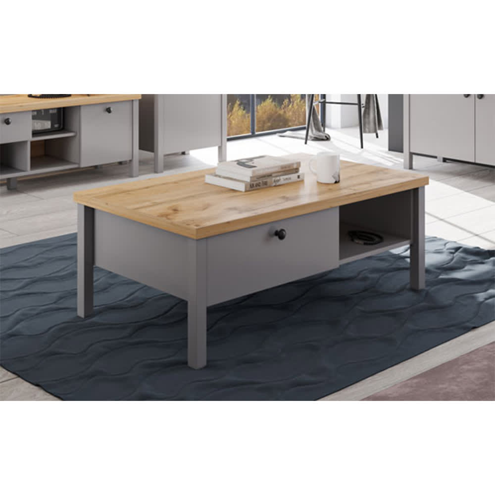 Couchtisch mit Schublade aus Spanplatte & MDF,110x60x40cm, grau