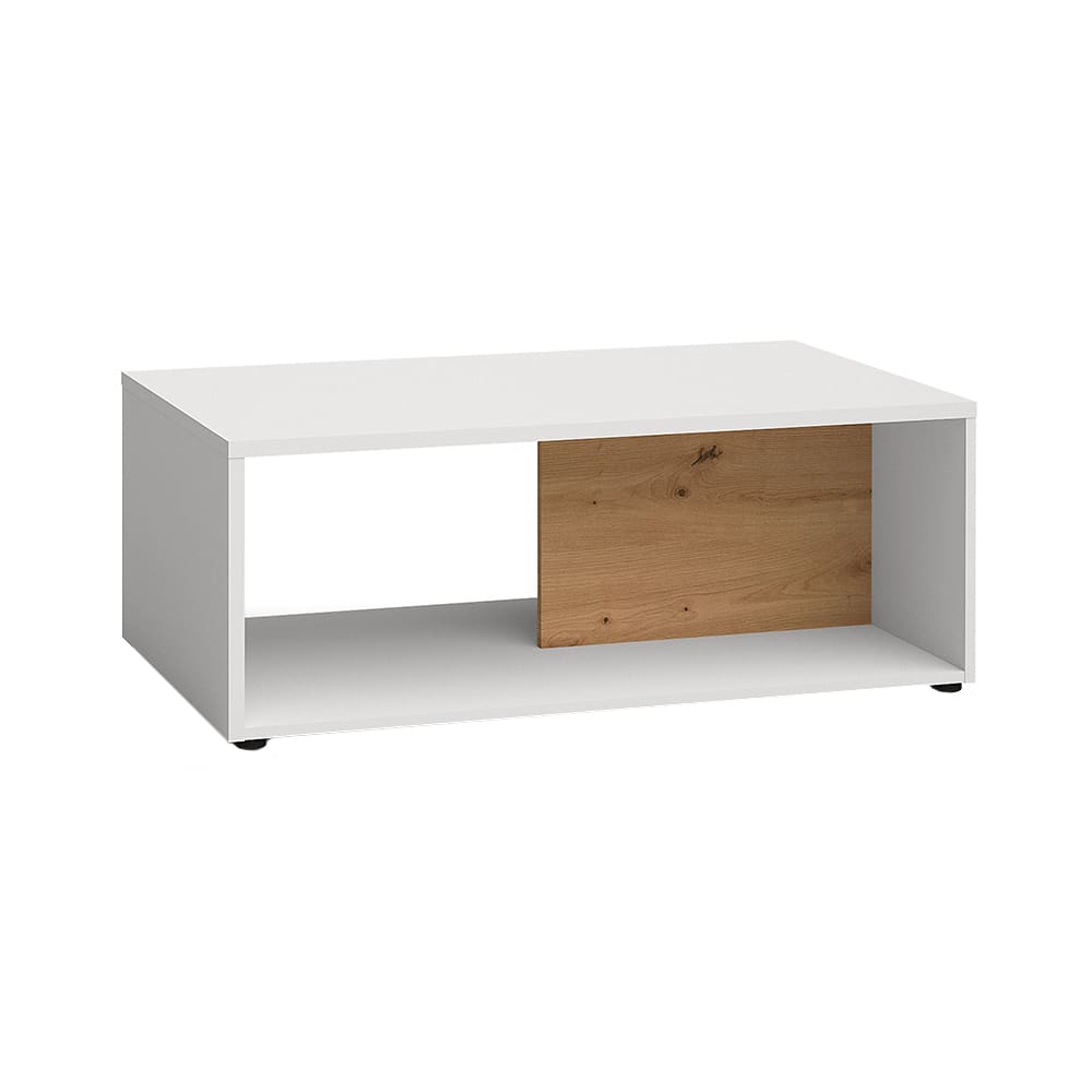 Feldmann-Wohnen Couchtisch mit Ablagefläche aus MDF, weiß / braun, 110x60x41cm style modern - Spanplatte