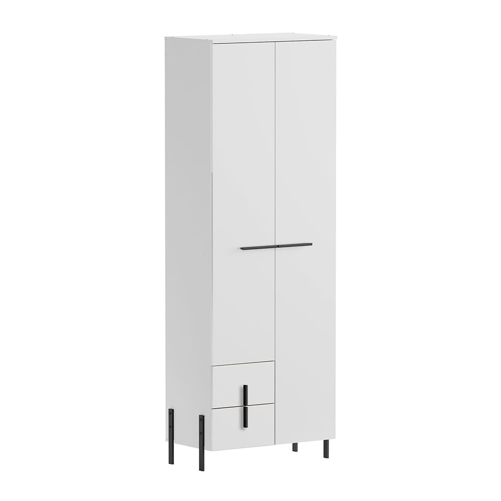 Feldmann-Wohnen Schrank mit Türen & Schubladen aus Spanplatte & MDF, weiß, 70x40x200cm style modern - Spanplatte