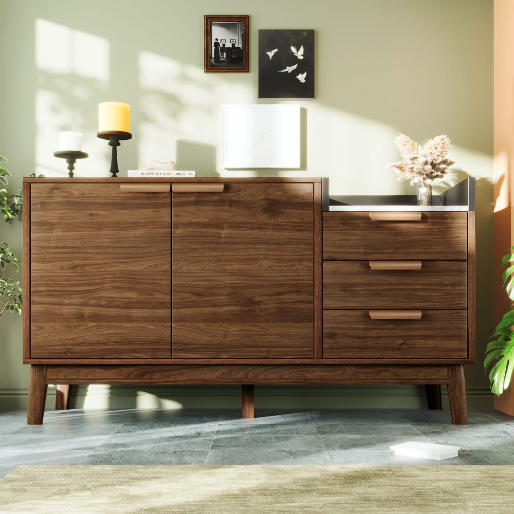 Sideboard in Brauner Holzoptik, Grauweiß - Maisons Du Monde