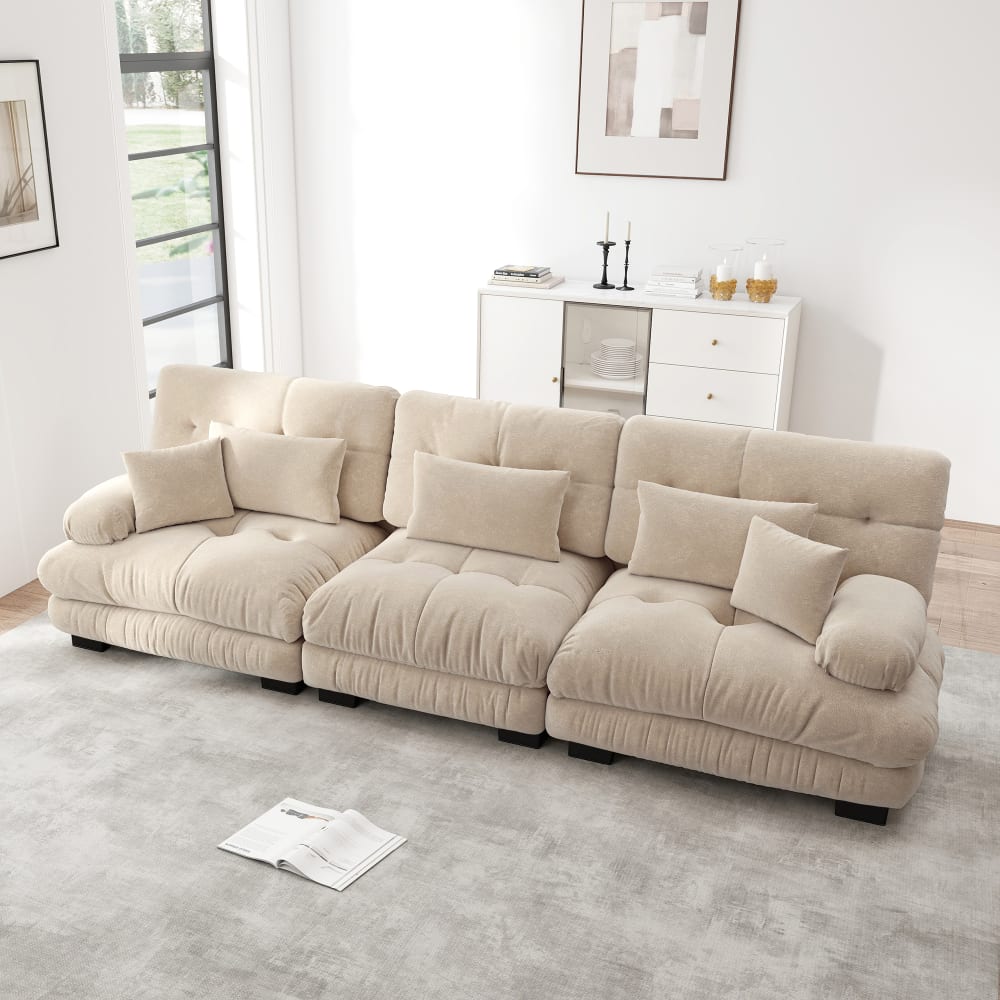 3-Sitzer-Modulsofa mit Stoffbezug,Beige - Maisons Du Monde