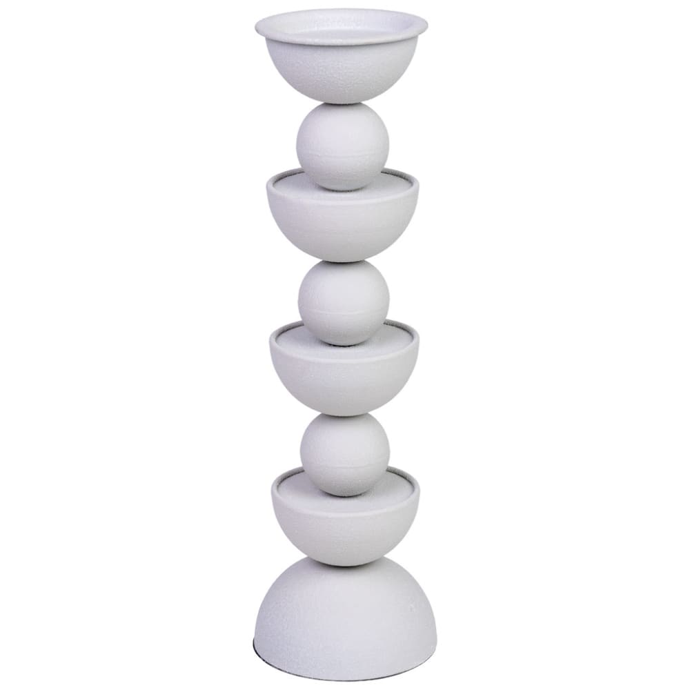 Bougeoir en métal blanc 12,5x12,5x43h cm
