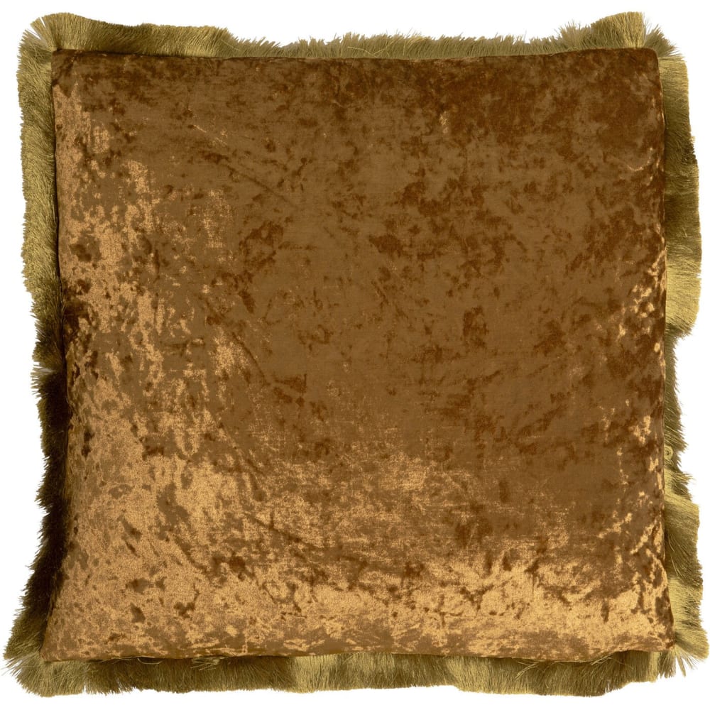 Kare Design Kissen in Samt-Optik mit Fransen, gold, 55x55cm style modern Gelb Samt