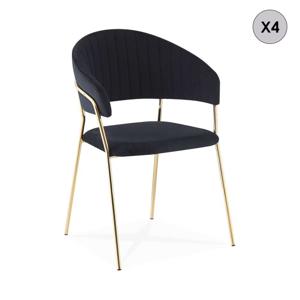 Lot de 4 chaises en velours